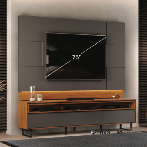 Tande TV Stand with Wall Mount Panel - Oak